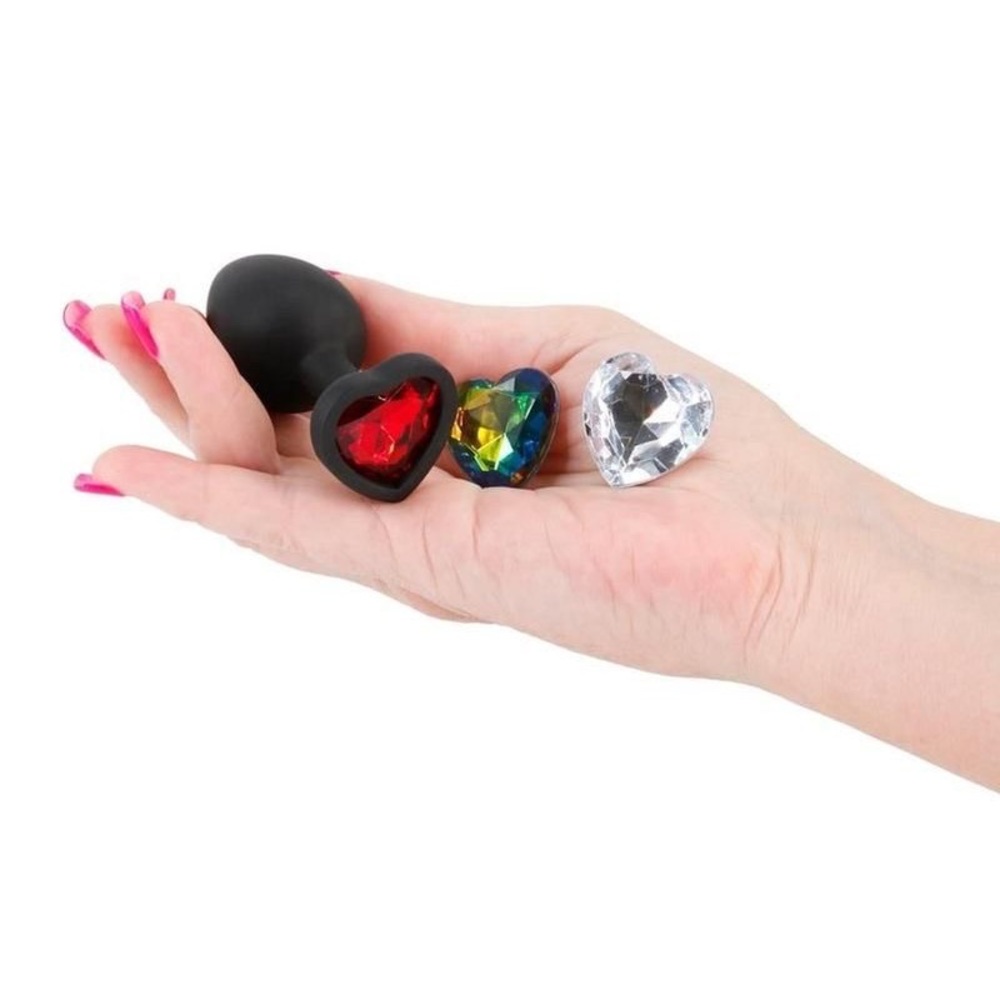 Personal Plug Bling Heart Jewel Silicone Black